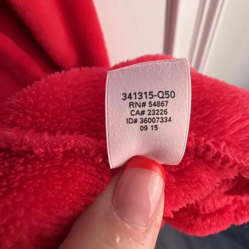 VICTORIA'S SECRET Cozy Plush Sherpa Hooded Robe Red Fleece Short Sexy Pom Pom M